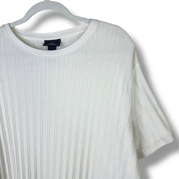 H&M NWOT Light Beige Regular Fit Knitted Short Sleeve Crewneck Ribbed T-Shirt - Picture 2 of 5
